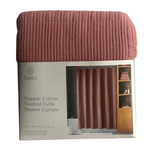 HAVEN ORGANIC COTTON WASHED FAILLE SHOWER CURTAIN 🍂 - Picture 2 of 6